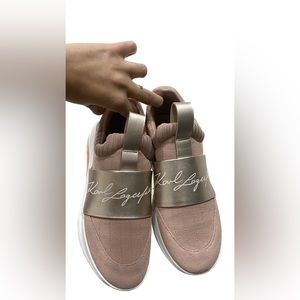 NEW Karl Lagerfeld Pink Slip-On Knit Breathable Sneakers
